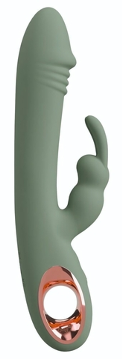 Оливковый вибратор-кролик Slim Rabbit Olive - 21,4 см. (Цвет: зеленый)