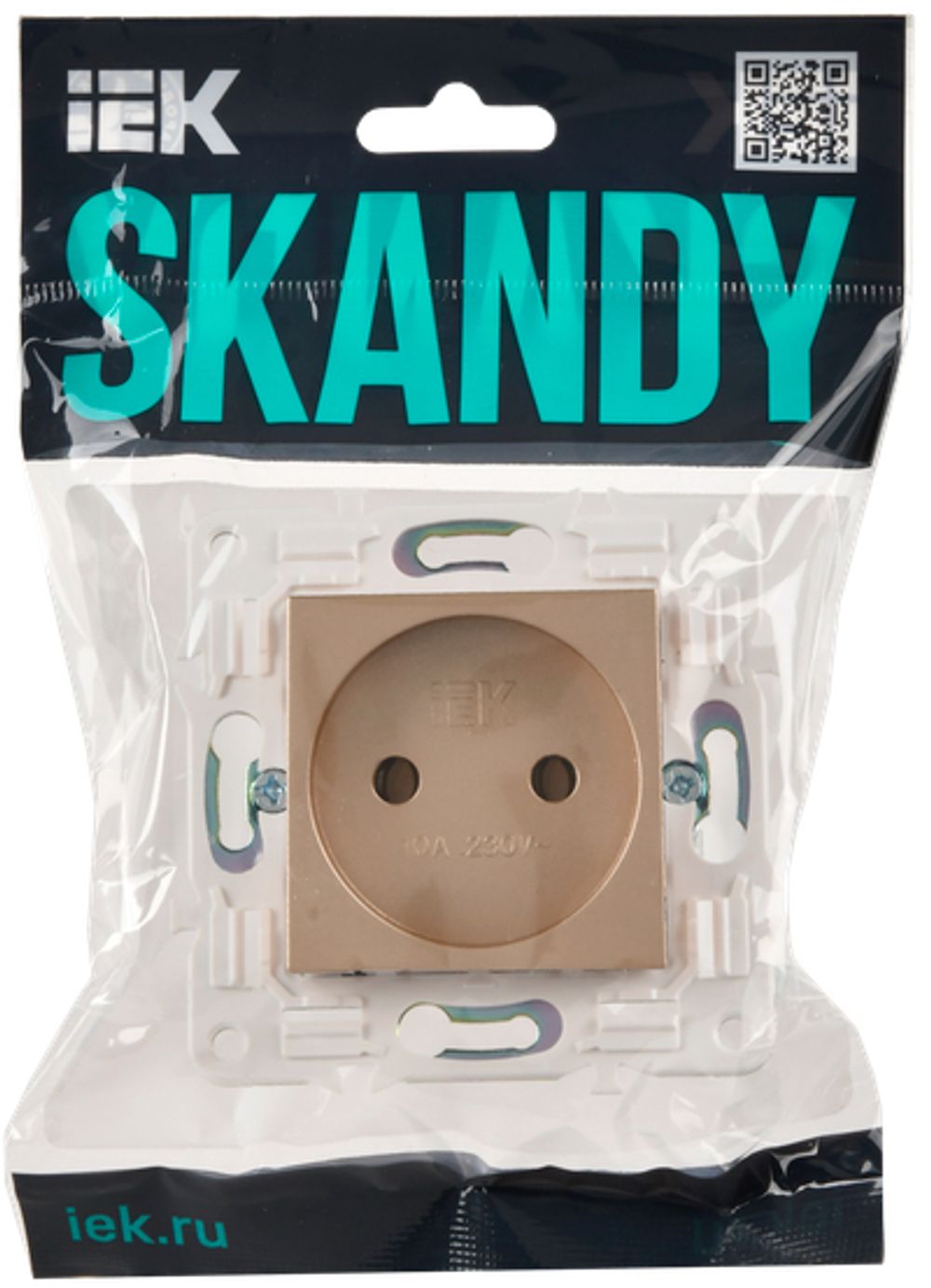 SKANDY Розетка без заземления без защитных шторок 10А SK-R02Sa песочный IEK