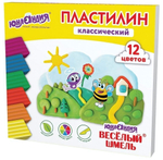 Пластилин классический 12 цветов 240г,со стеком "ВЕСЁЛЫЙ ШМЕЛЬ"(ЮНЛАНДИЯ)