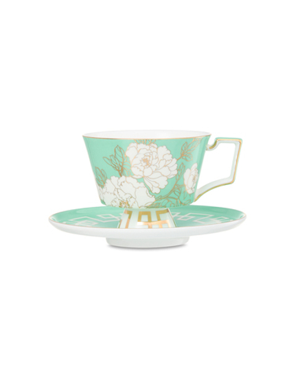 Чашка чайная с блюдцем 240мл Decor de table Винтаж Магнолия мятная