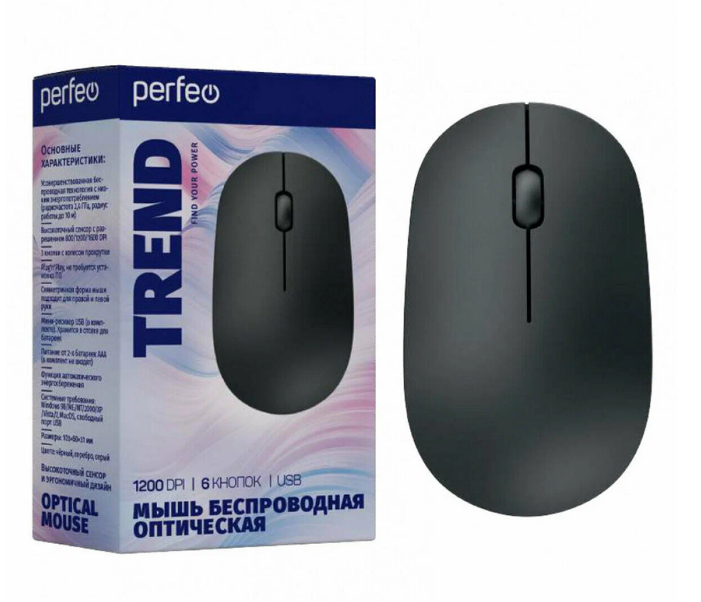 Мышь проводная PERFEO "TREND" чёрный 3 кнопки USB PF_B4905