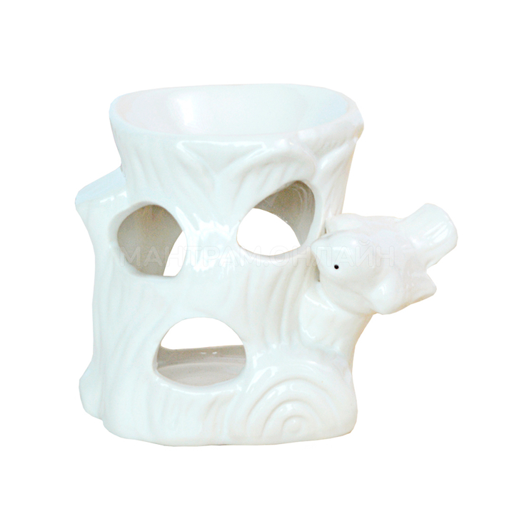 Аромалампа Птичка на пеньке цвет белый 10 см