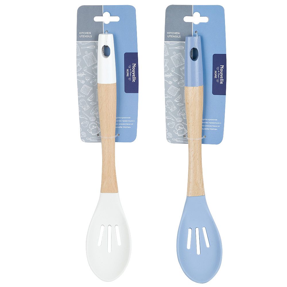 Ложка поварская с прорезями   32x6x2см (2 вида) (упаковочный пакет)