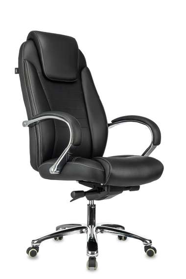 Кресло руководителя Бюрократ T-9923SL черный кожа крестов. металл хром