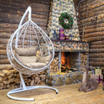 Подвесное кресло-кокон SEVILLA RELAX белое, светло-серая подушка (Laura Outdoor)