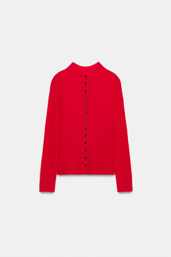 ZARA КАРДИГАН ИЗ СВЕРХТОНКОГО ТРИКОТАЖА, КРАСНЫЙ
