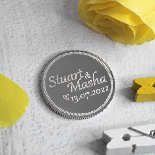 Серебряная монета 35 мм с гравировкой на заказ (ручная работа)