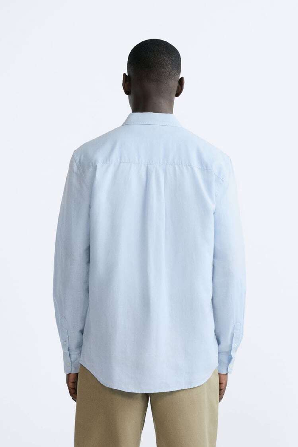 ZARA РУБАШКА ИЗ СМЕСОВОГО ЛЬНА, НЕБЕСНО-ГОЛУБОЙ