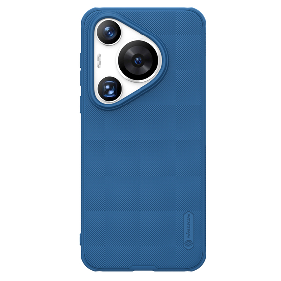 Усиленный противоударный чехол синего цвета от Nillkin для Huawei P70 Pro (Pura 70 Pro, Pura 70 Pro+), серия Super Frosted Shield Pro