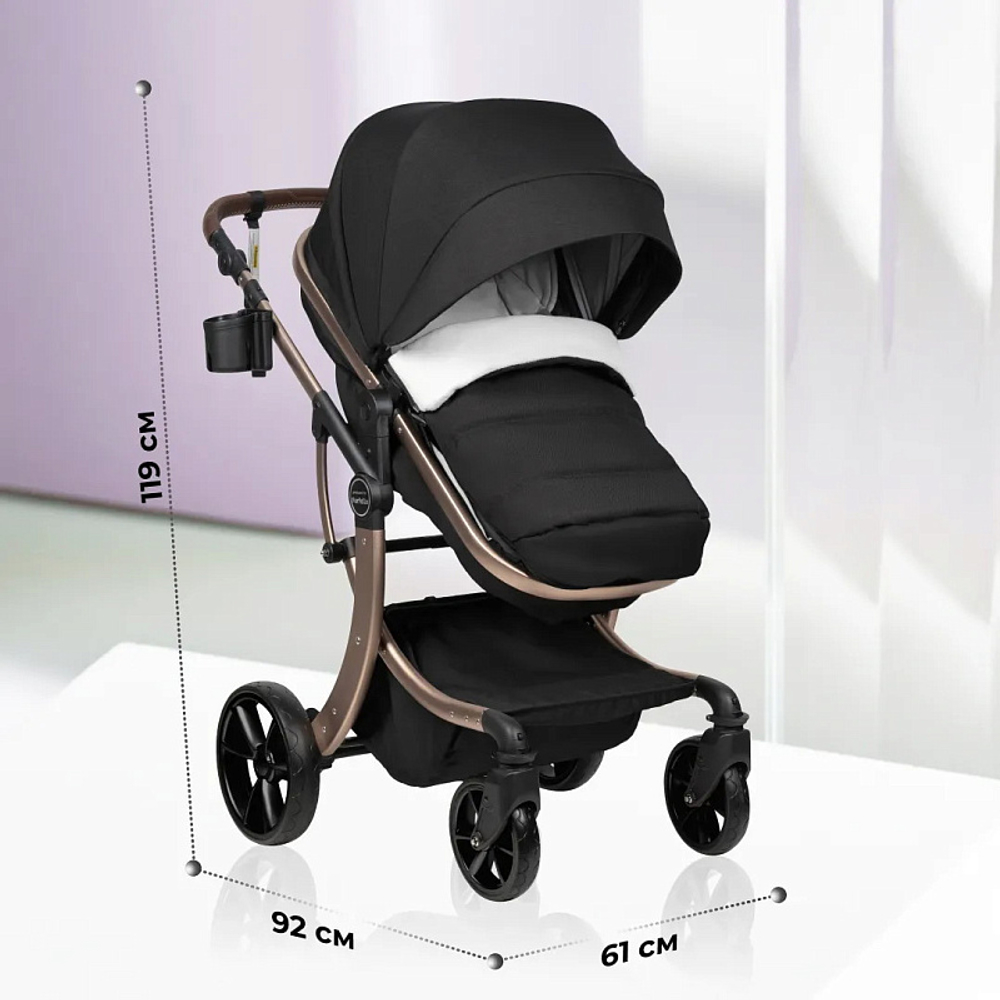 Детская коляска-трансформер Aimile Original Gold чёрное золото