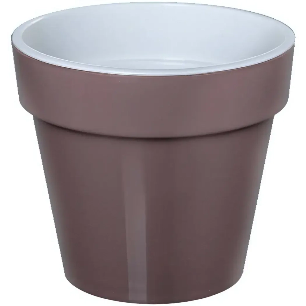 Кашпо для цветов пластиковое 3,5л d-20см «Порто» со вставкой мокко