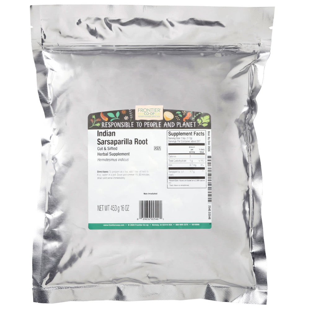 Frontier Co-op, Корень индийской сарсапариллы, разрезанный и просеянный, 453 г (16 унций)