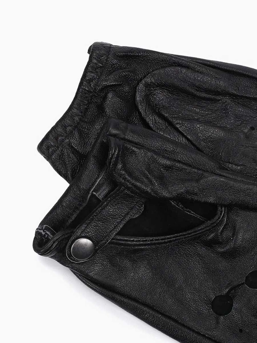 Перчатки без пальцев короткие кожаные