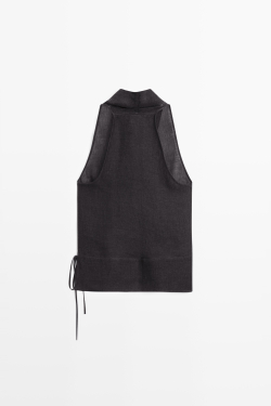 Massimo Dutti Топ на запах из 100% льна, синий