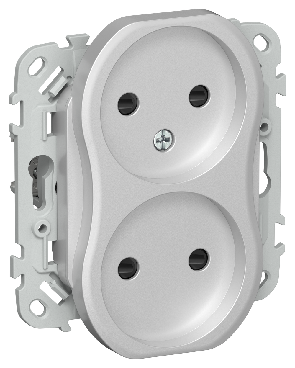 FLITE Розетка 2-местная без заземления с защитными шторками 10А РСш02-0-ФлА алюминий IEK