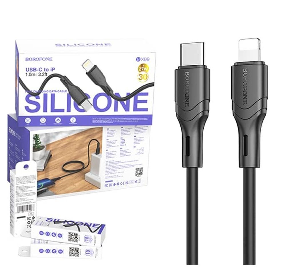 Кабель Lightning -TypeC BOROFONE BX99 PD 27W Silicone (черный) 1м