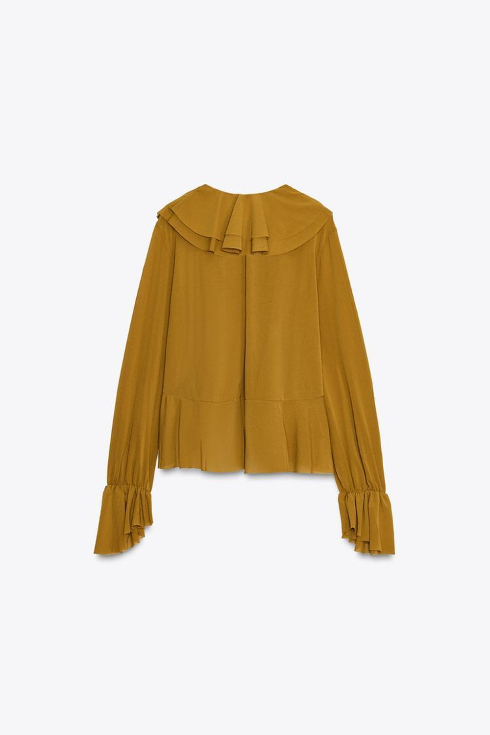 ZARA ТОП С ВОЛАНАМИ, ОЛИВКОВЫЙ