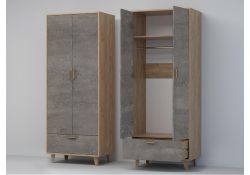 Шкаф Эго Шк-1 на ножках дуб крафт золотой / камень темный