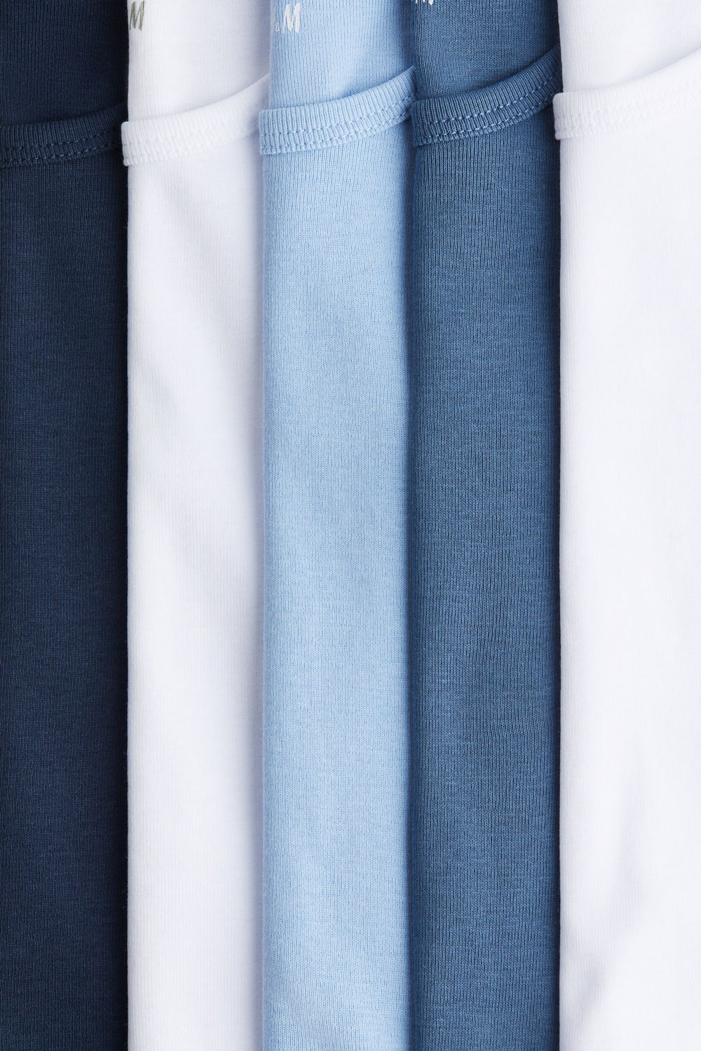 H&M Набор из 5 хлопковых маек, синий/белый