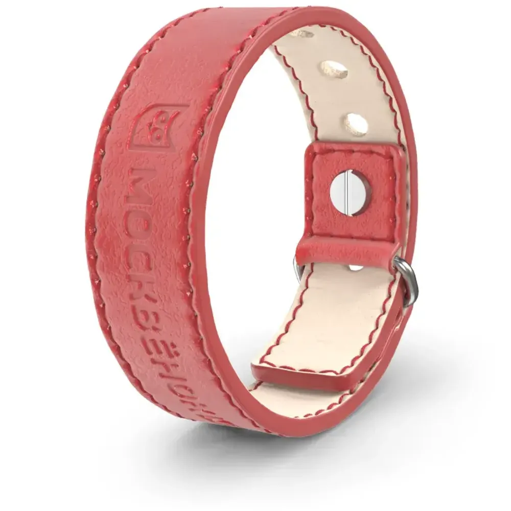 Кожаный браслет Москвёнок STYLE красный (проход + питание)