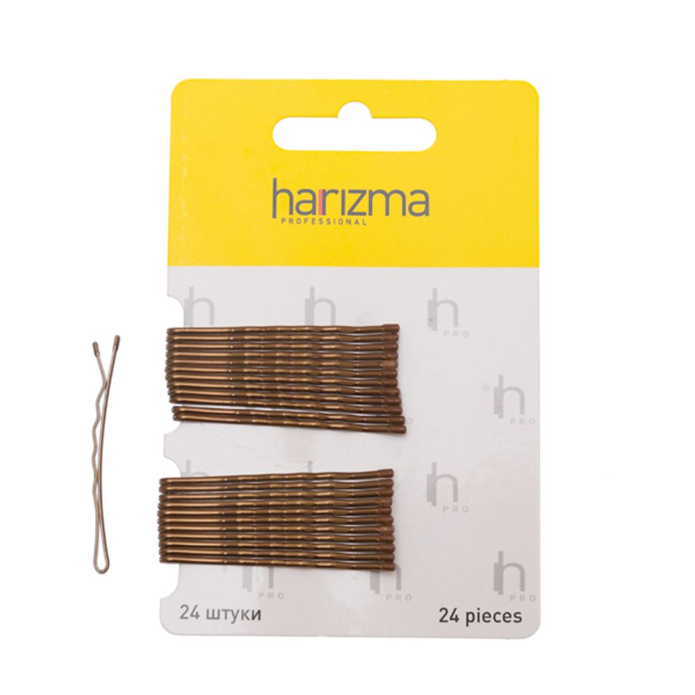 Невидимки-волна Harizma h10534-04, коричневые, 50 мм, 24шт