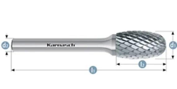 Борфреза твердосплавная Karnasch форма B, 6х18х6х50 мм, насечка HP-11 Micro, покрытие Blue-Tec, арт. 11.6081-010