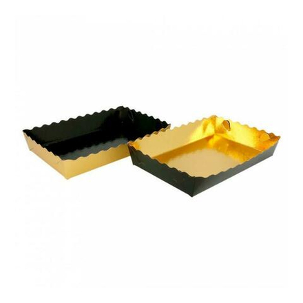 Контейнер для кондитерских изделий, 19*12*3,5 см, двусторонний - золотой/черный, картон