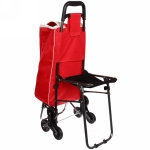 Тележка хозяйственная с сумкой и откидным стулом (90,5*34*56см, 6 колес) цветная 008A
