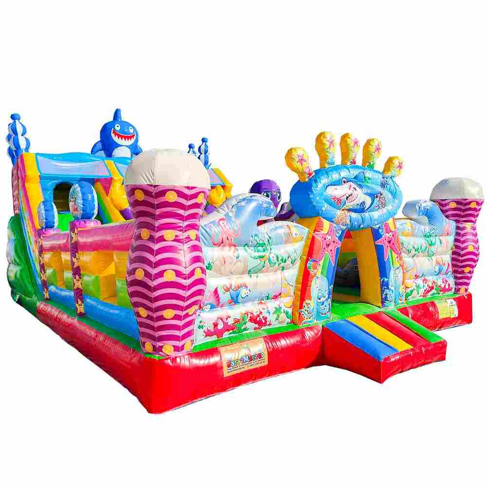 Коммерческий надувной батут с горкой «В гостях у моря 2»  10*6*6,1 м.