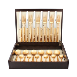 Набор столовых приборов на 6 персон 24 предмета Cutipol Carre Gold матовый в коробке