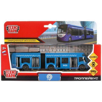 Модель ин. мет. "Метрополитен Троллейбус с резинкой" 19см, двери, коробка SB-18-11WB(NO IC).20-1 (Техно