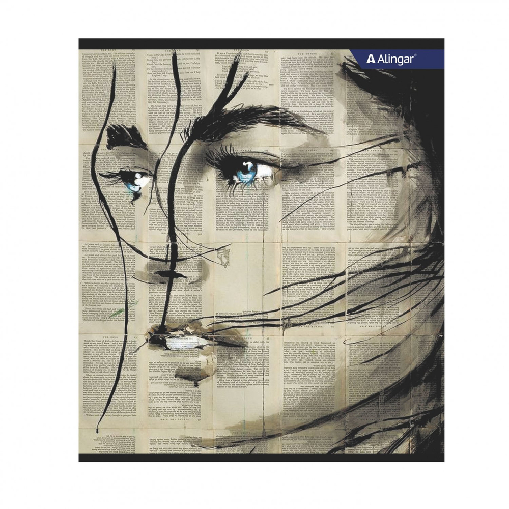 Тетрадь 48л., А5, клетка, Alingar "Girls from newspapers", скрепка, мелованный картон (стандарт), блок офсет, 4 дизайна в пленке т/у