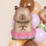 Шар (34''/86 см) Фигура, Капибара в лотосе, 1 шт.