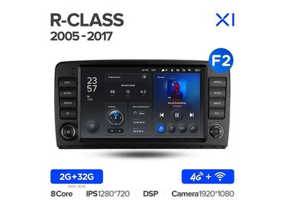 Магнитола Teyes X1 2-32 Wi-Fi + 4G Mercedes Benz R-Class R Class W251 R280 R300 R320 2005 — 2017 9.0" (F2)