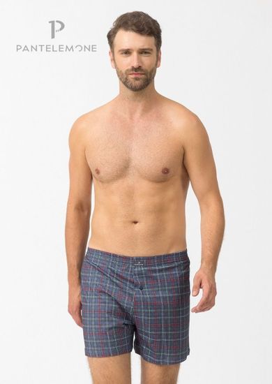 Трусы мужские семейные для больших мужчин Pantelemone PMBB-403, клетка деним
