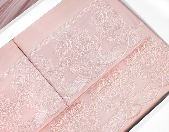 Постельное белье DIAMANT пудра с кружевом TIVOLYO HOME Турция