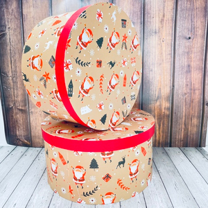 Коробки Круглые "Новый год" Набор 2 шт. Натуральный