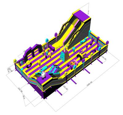Коммерческий надувной батут «Космический калейдоскоп», размер 16*8,5*6 м