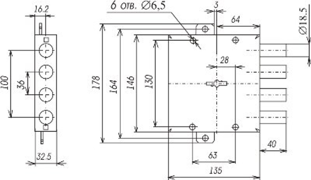 Замок Сенат врезной ЗВС-1-5 компл. №2 б/п