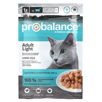 Пауч ProBalance Adult Light для малоактивных и склонных к избыточному весу кошек
