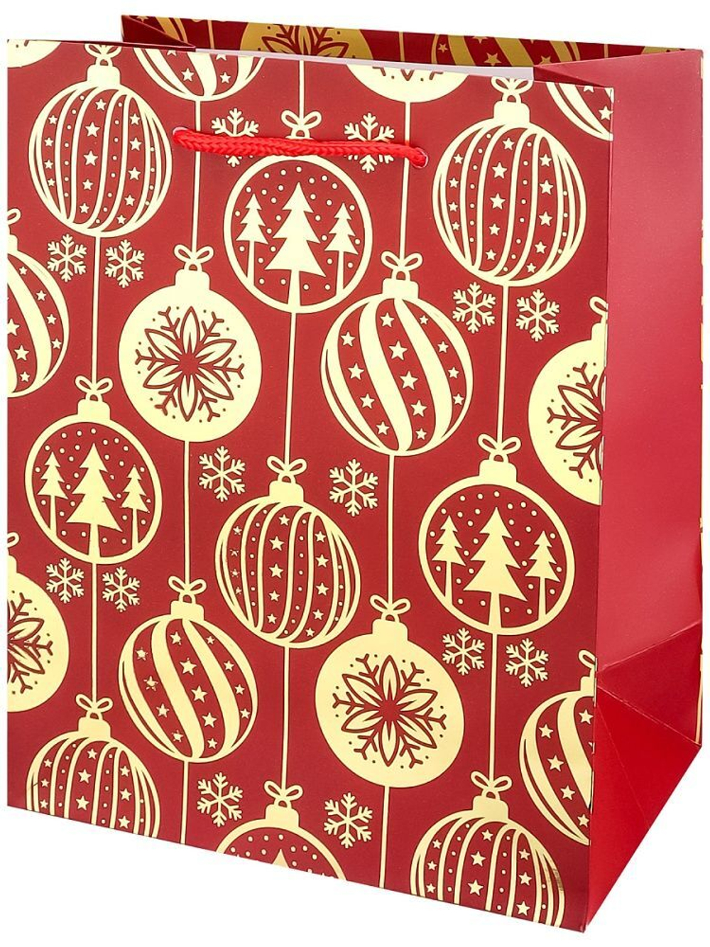 Пакет подар. бум. новогодн. 18*23*10см, 190 гр/м "Золотистые шары"