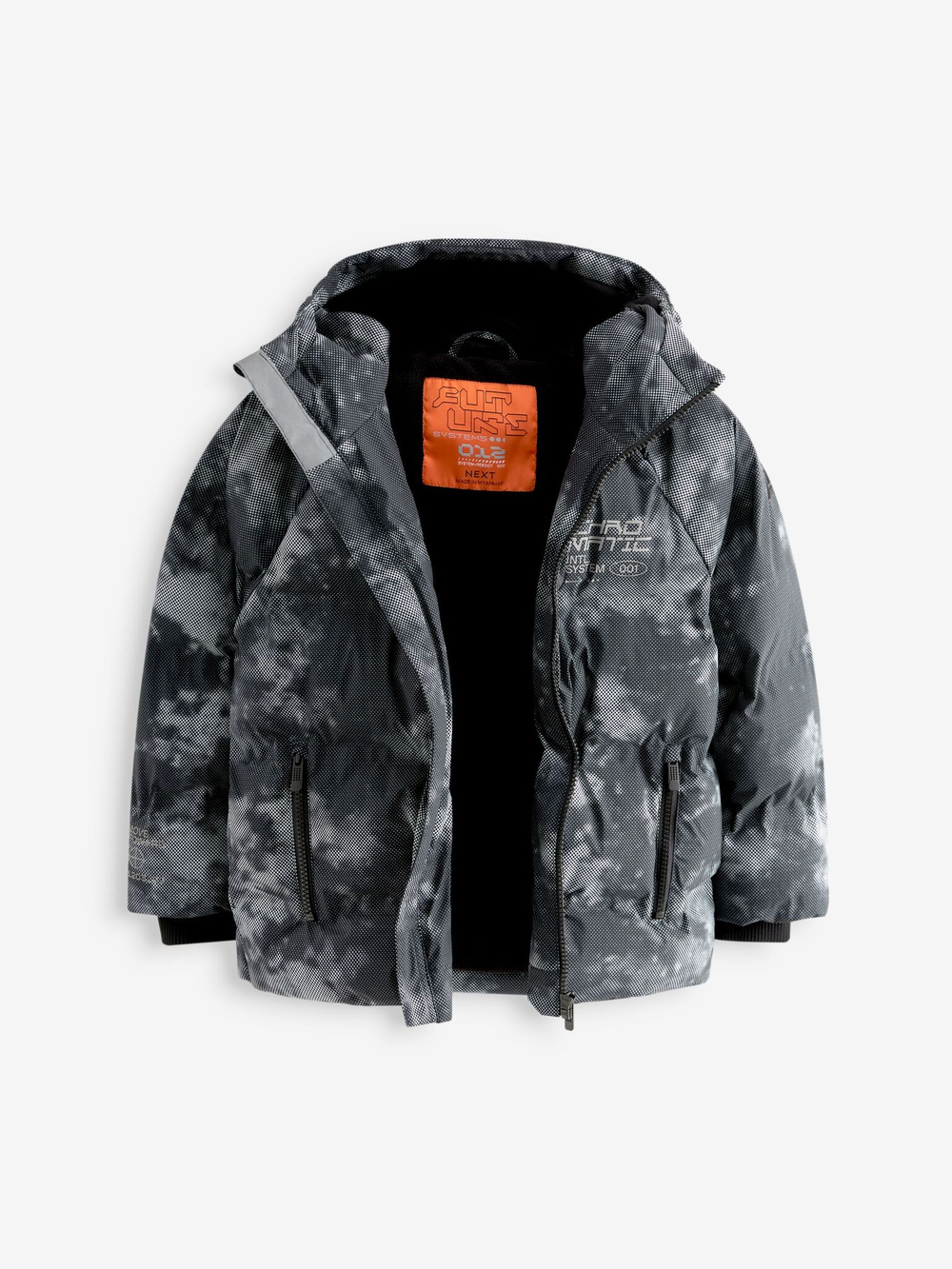 Куртка утепленная с капюшоном и флисовой подкладкой для мальчика Next Q51-579, Серый