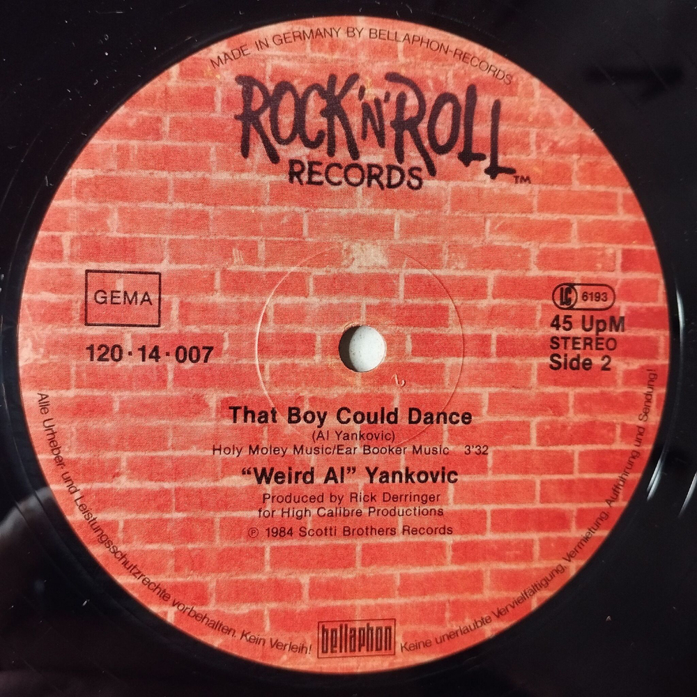 Винтажная виниловая пластинка LP Weird Al Yankovic Странный Эл Янкович Eat It (Germany 1984) 45 RPM Maxi Single