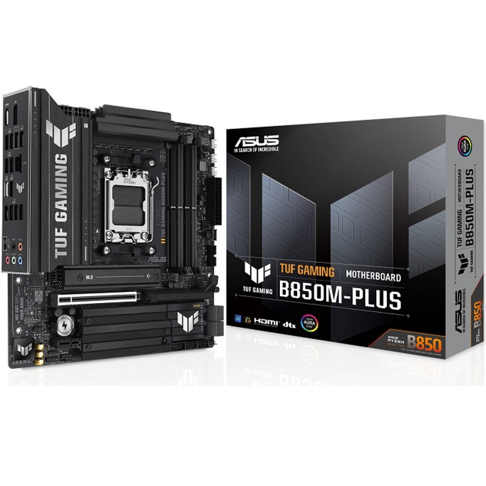 Материнская плата ASUS TUF GAMING B850M-PLUS (AM5/AMD B850/4xDDR5/PCI-Ex16/3xM.2/SB/GLAN/DP/HDMI/mATX)