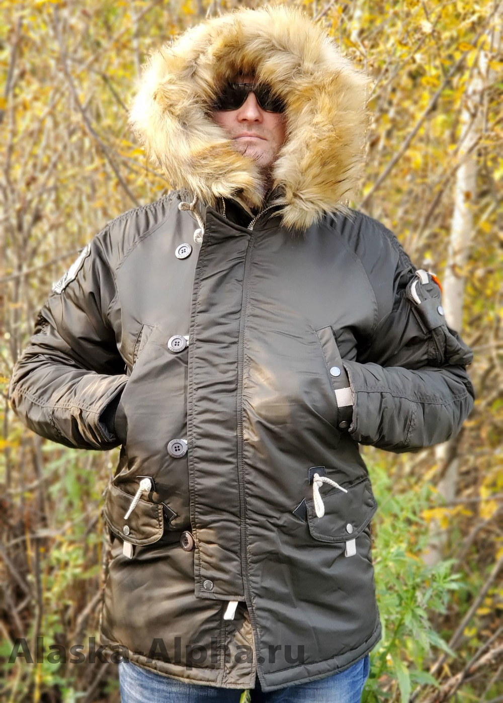 Куртка зимняя мужская Denali Husky Military (т. олива - beluga)