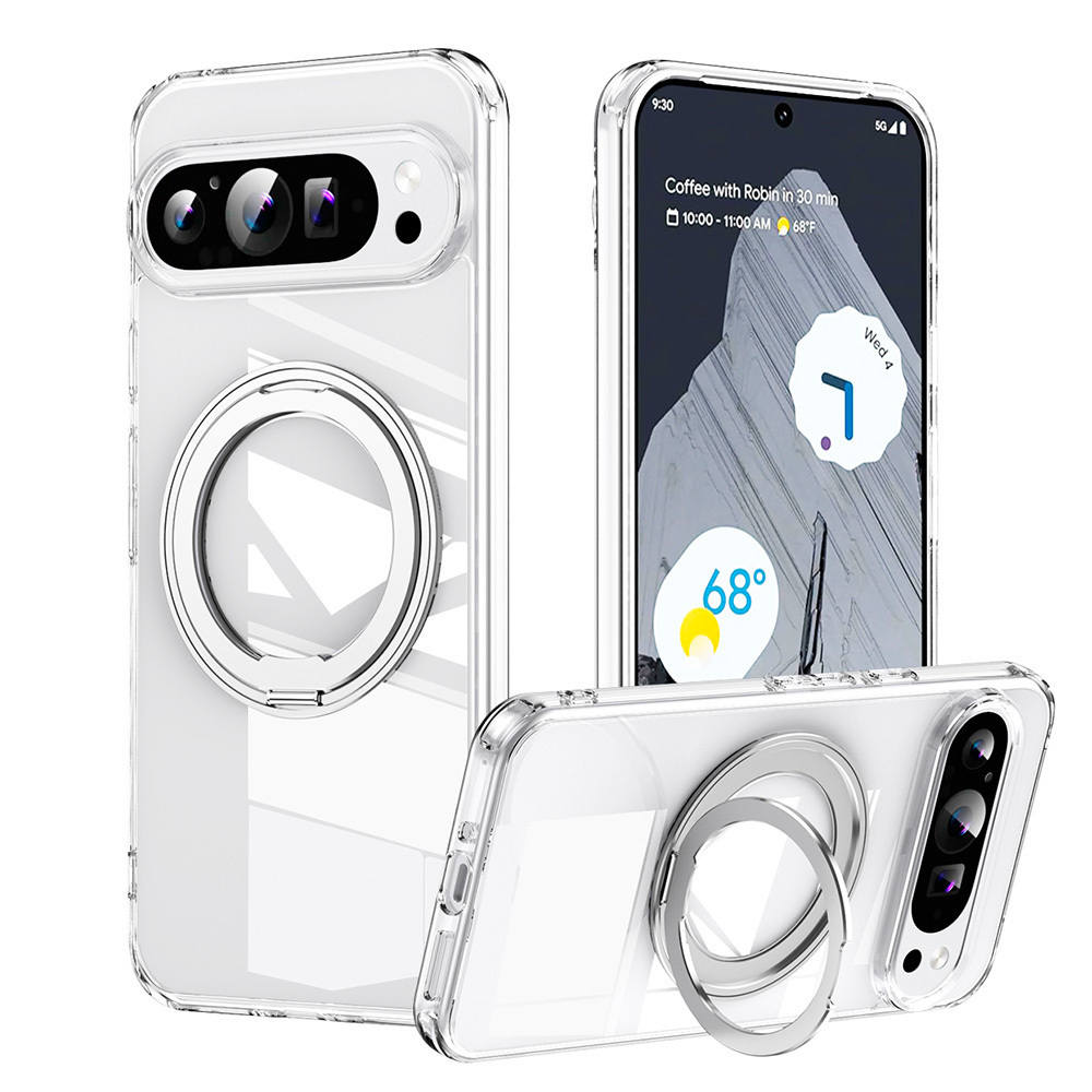 Чехол MosSeller для Google Pixel 9 Pro XL с Магсейф, кольцо-подставка, прозрачный