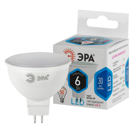 Лампа светодиодная ЭРА STD LED MR16-6W-840-GU5.3 6Вт софит нейтральный белый свeт GU5.3