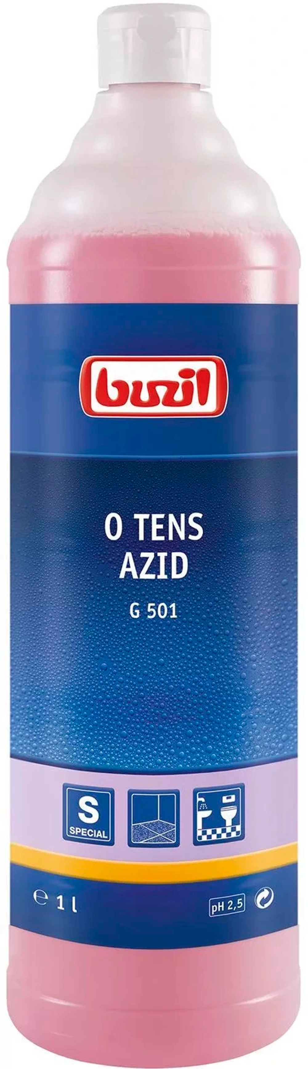 O TENS AZID, кислотное средство, не содержащее ПАВ для чистки керамогранита, Buzil 1 л.