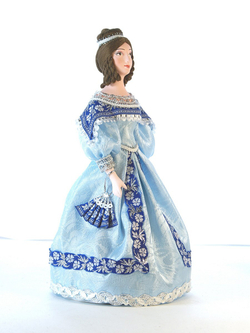 Кукла коллекционная Дама в бальном платье с веером 19 века