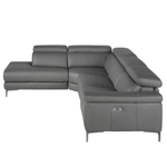 Угловой диван с реклайнером 5320-L-M9019 /6112 серый кожаный